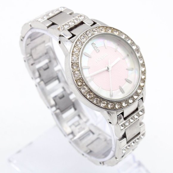 Fossil Watch Womens Jesse Es2189 Classic Pink Stainless-Steel Rhinestones Quartz - Picture 4 of 8